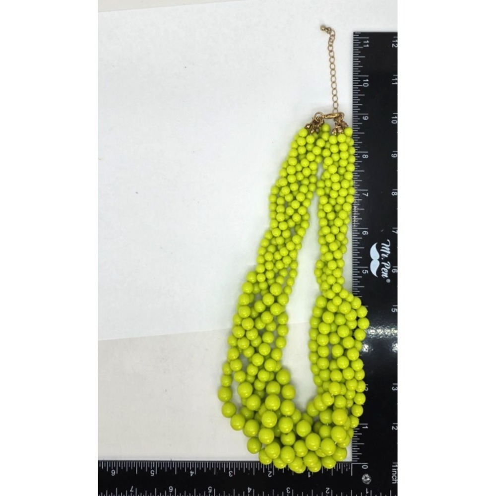 Lime Green Necklace Beaded Roped 6-Strands Lucite Graduated 18"-21" Adjust... - Picture 10 of 12